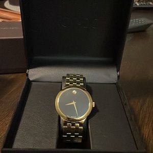 Movado Museum Classic Gold Watch Black Face